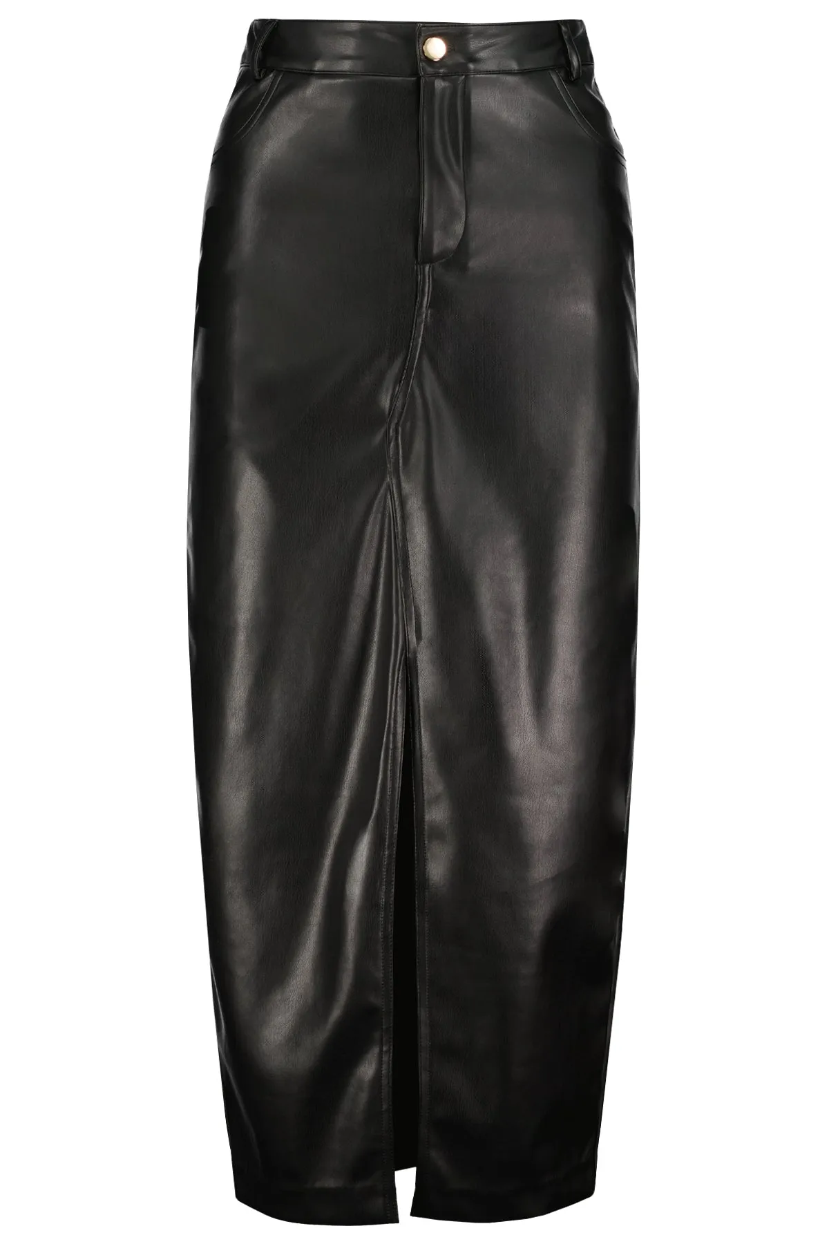 Vegan Leather Midi Skirt