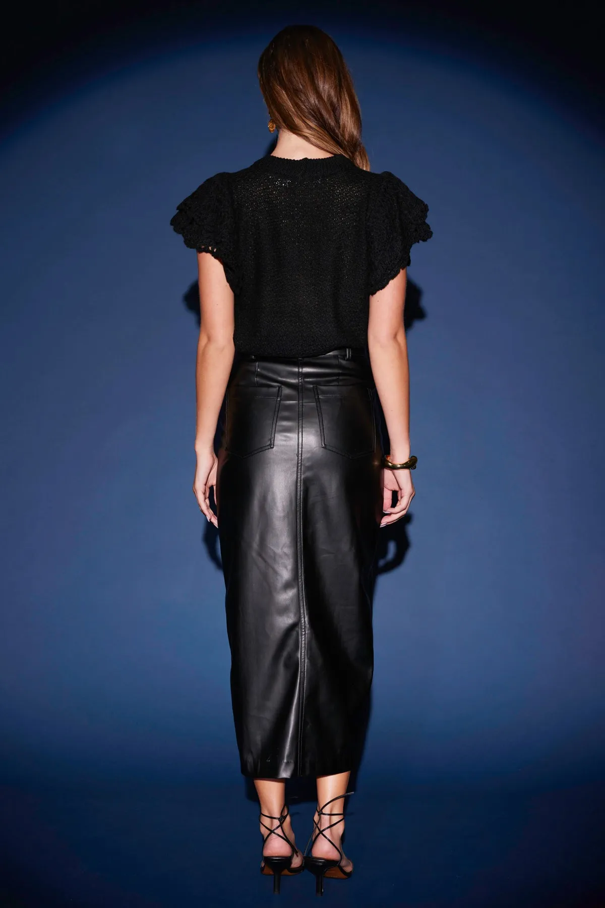 Vegan Leather Midi Skirt