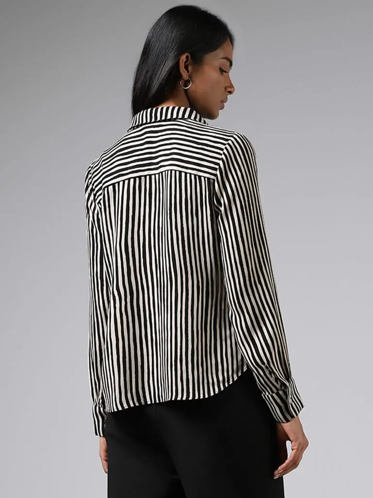 Wardrobe Cream & Black Striped Shirt