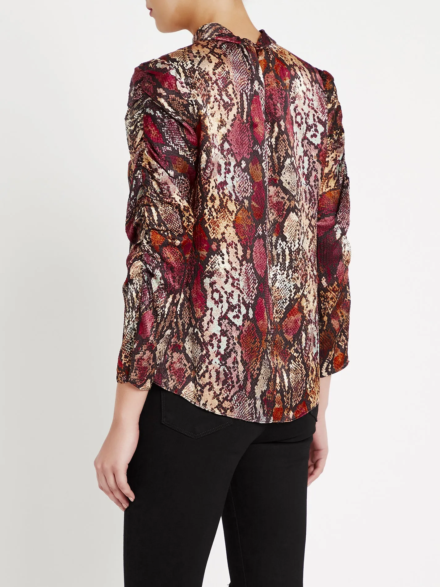 Watercolor Snake Hammered Silk Top