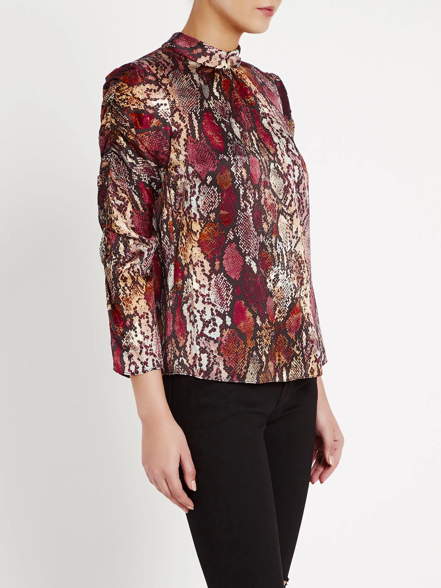 Watercolor Snake Hammered Silk Top