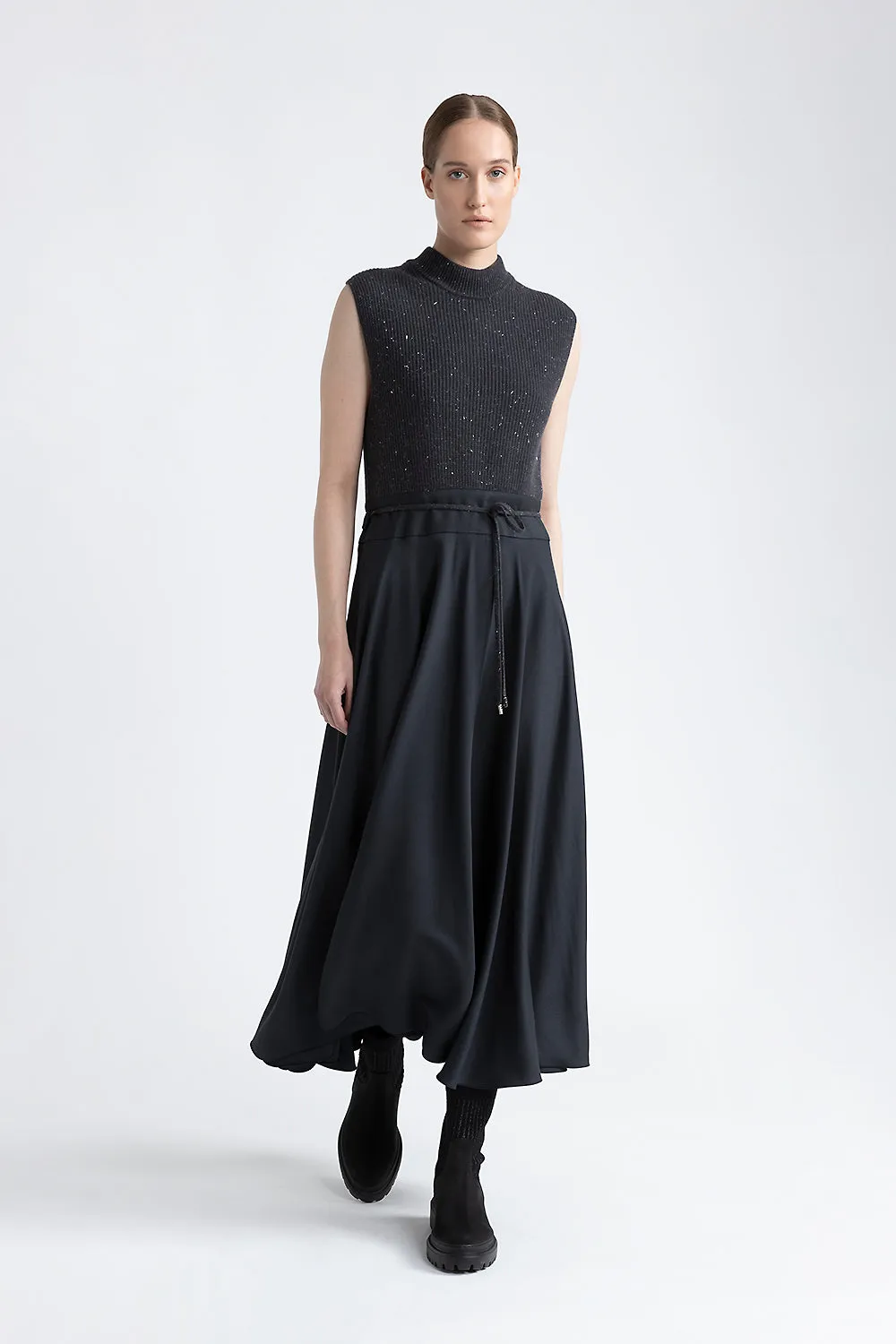 Wool, silk, cashmere and lurex dress