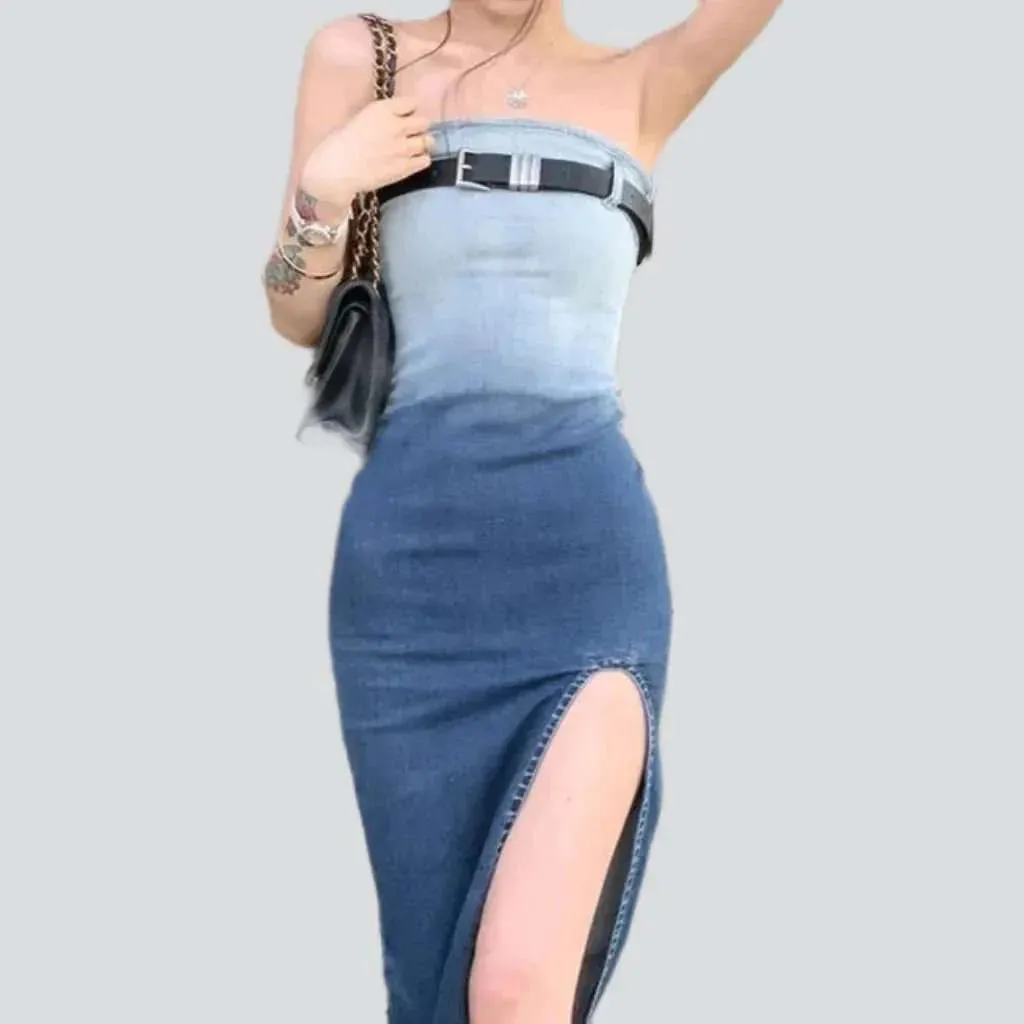 Y2k strapless jean dress